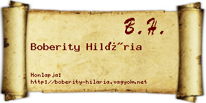 Boberity Hilária névjegykártya